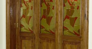 porta-scorrevole-vetro-artistico design esclusivo  in legno